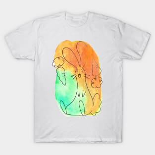 Orange Green Carrot Bunny Watercolor T-Shirt